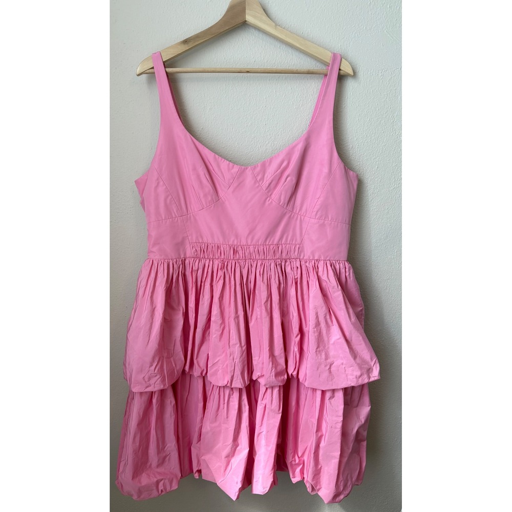 Antonio Melani Pink Bubble Hem Mini Dress Size 14 Tiered Sleeveless Party